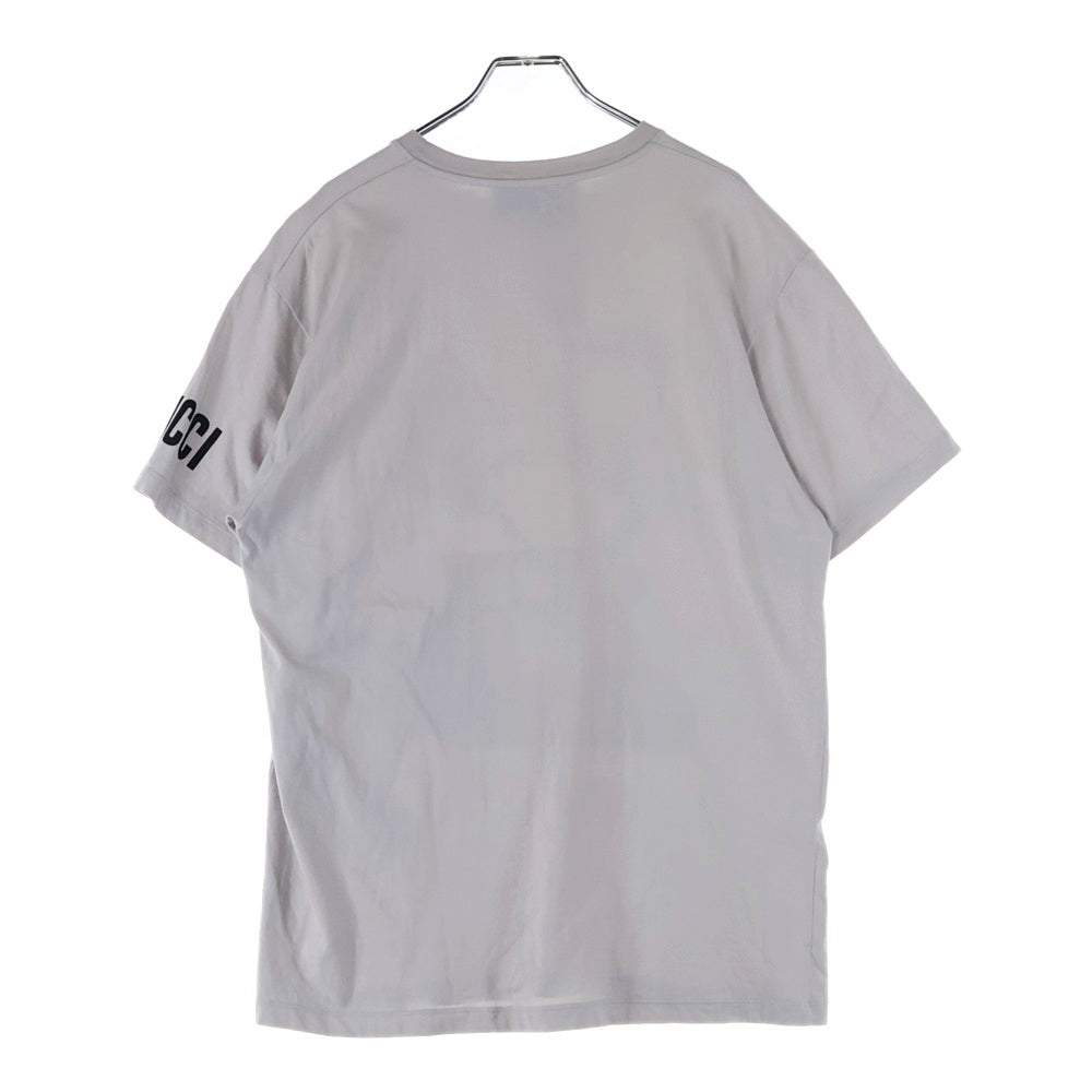 GUCCI(グッチ) 袖ロゴ グラフィックプリント ホースビット クルーネック 半袖Tシャツ カットソー グレー 771758