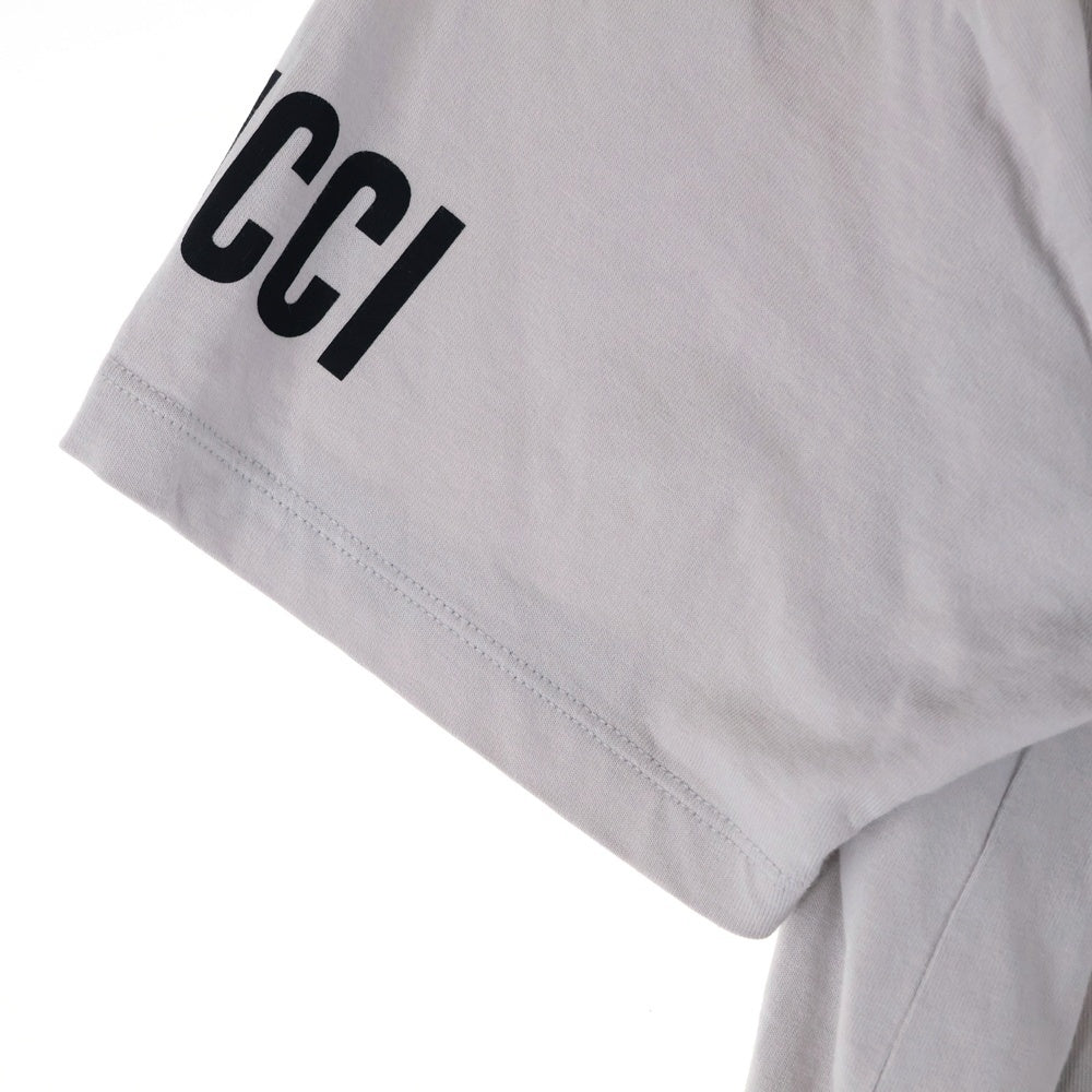 GUCCI(グッチ) 袖ロゴ グラフィックプリント ホースビット クルーネック 半袖Tシャツ カットソー グレー 771758