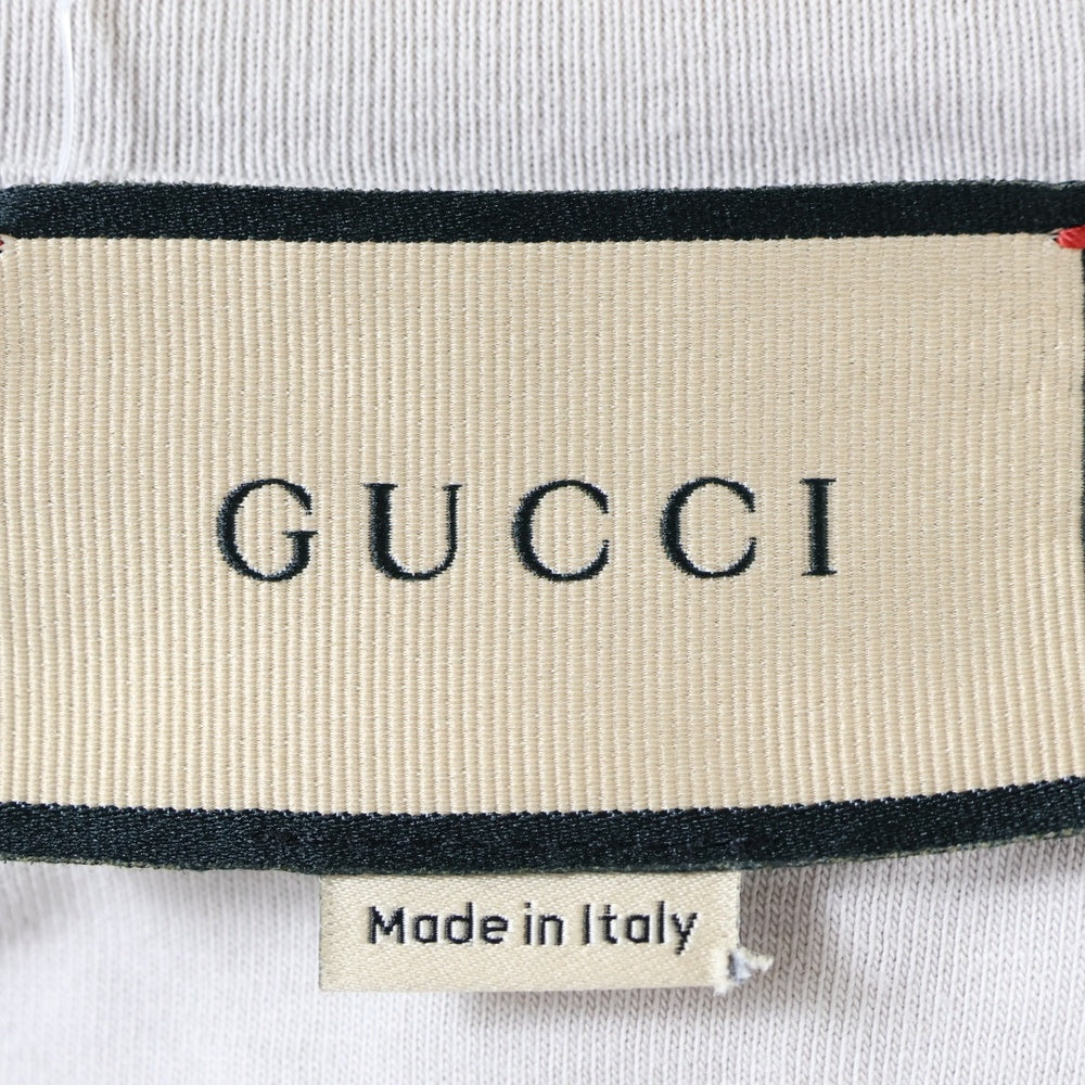 GUCCI(グッチ) 袖ロゴ グラフィックプリント ホースビット クルーネック 半袖Tシャツ カットソー グレー 771758