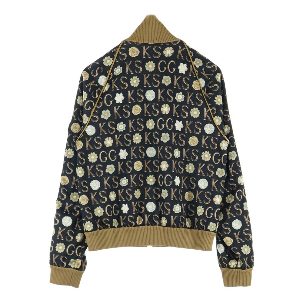 GUCCI(グッチ) Ken Scott フラワー総柄プリント インターロッキングGワッペンロゴ サイドライン ジップアップ トラックジャケット ベージュ/ブラック 645217