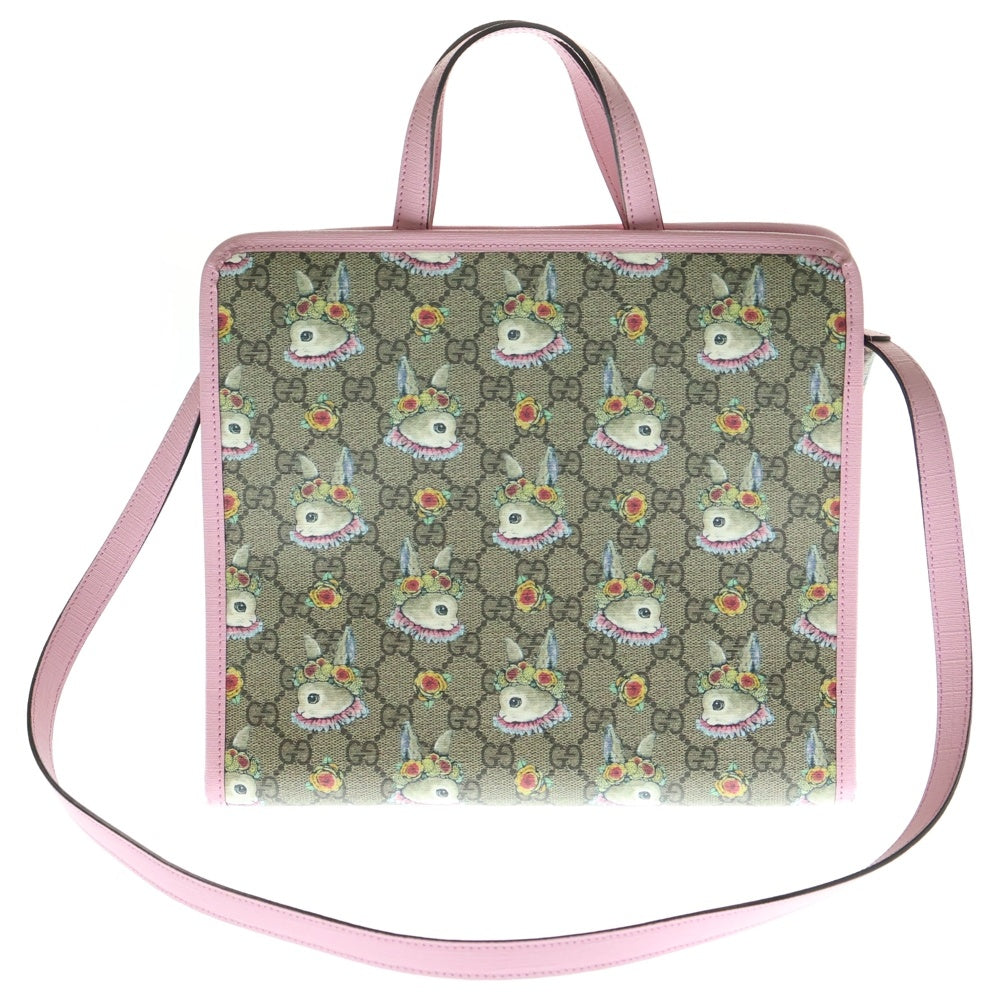 GUCCI(グッチ) GGスプリーム ヒグチユウコ チルドレンズ 2wayハンドバッグ ショルダーバッグ トートバッグ ベージュ×ピンク レザー×PVC シルバー金具