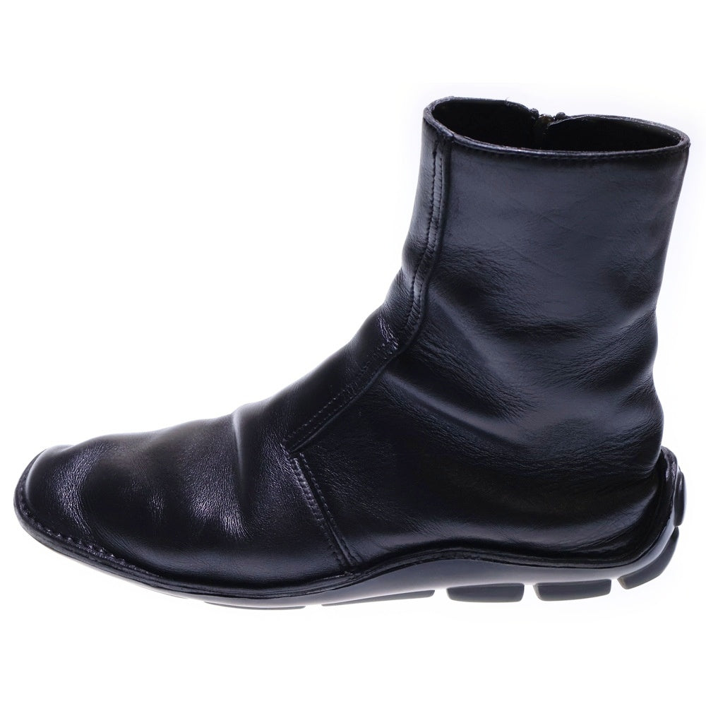 PRADA(プラダ) レザー サイドジップ ハイカット ドライビングシューズ ショートブーツ ブラック UO483
