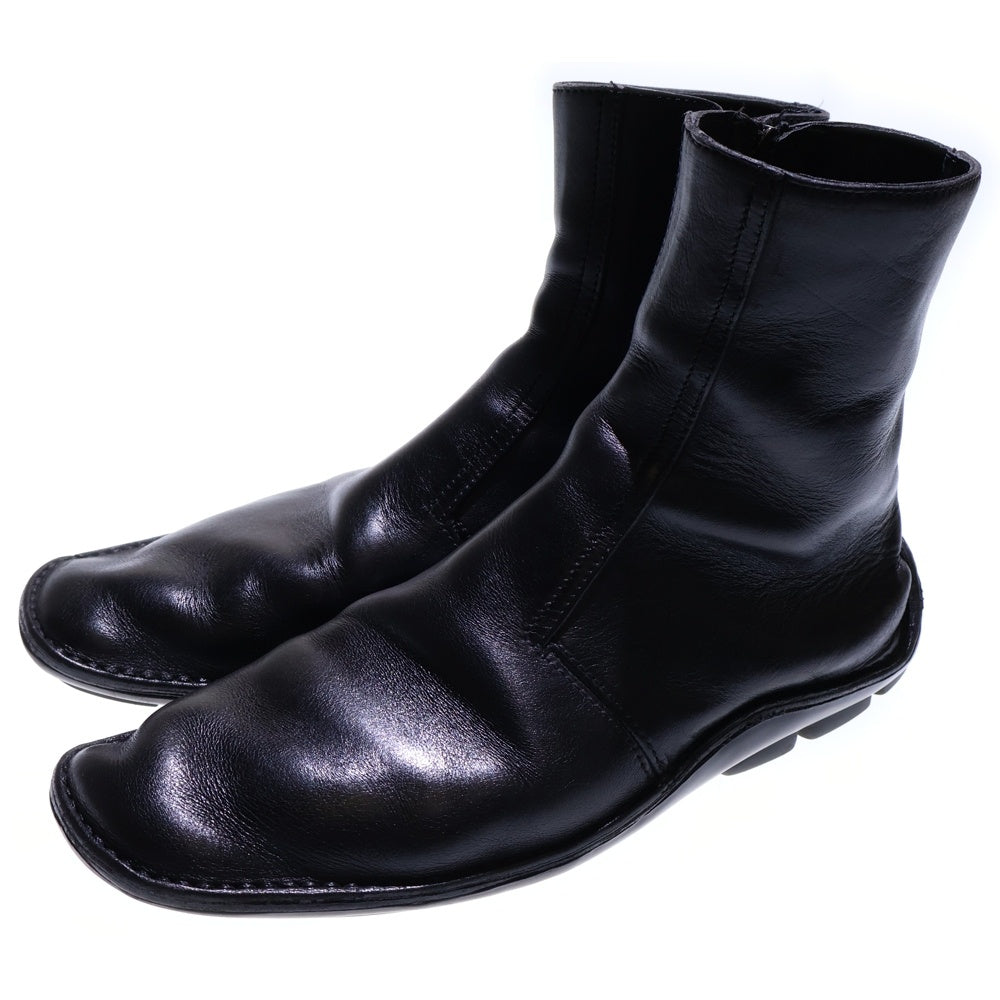 PRADA(プラダ) レザー サイドジップ ハイカット ドライビングシューズ ショートブーツ ブラック UO483