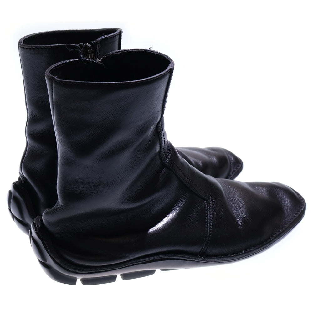 PRADA(プラダ) レザー サイドジップ ハイカット ドライビングシューズ ショートブーツ ブラック UO483