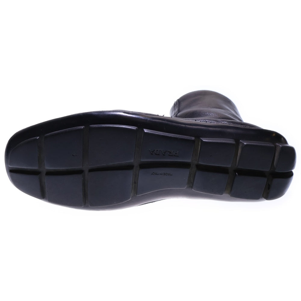 PRADA(プラダ) レザー サイドジップ ハイカット ドライビングシューズ ショートブーツ ブラック UO483