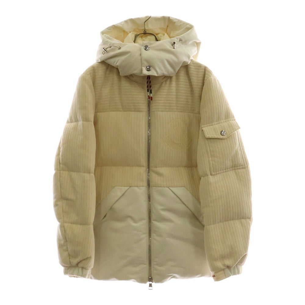 MONCLER(モンクレール) 20AW BAIKAL バイカル ロゴ刺繍 コーデュロイ キャンバス フーデッド ジップアップ ダウンジャケット ベージュ/ホワイト F20921A52110 V0145