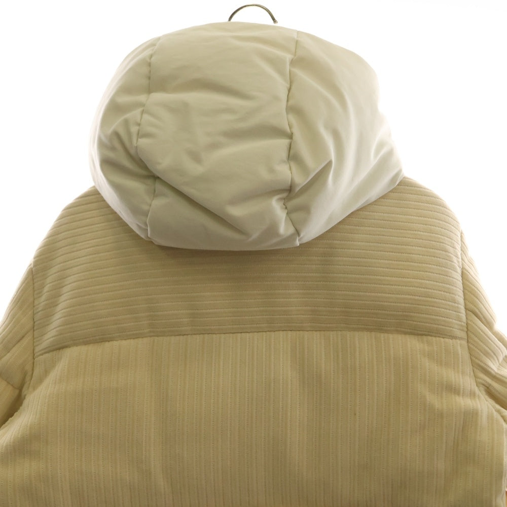 MONCLER(モンクレール) 20AW BAIKAL バイカル ロゴ刺繍 コーデュロイ キャンバス フーデッド ジップアップ ダウンジャケット ベージュ/ホワイト F20921A52110 V0145