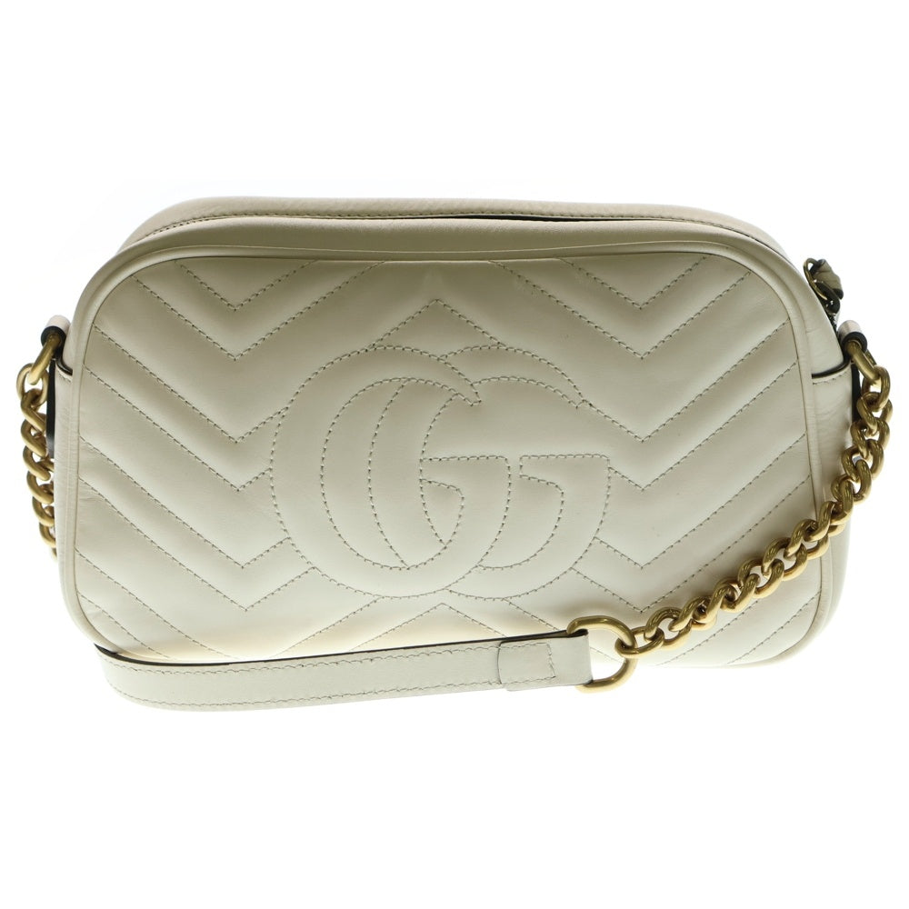 GUCCI(グッチ) GGマーモント ショルダーバッグ チェーンバッグ ミニバッグ ホワイト ゴールド金具 レザー 447632