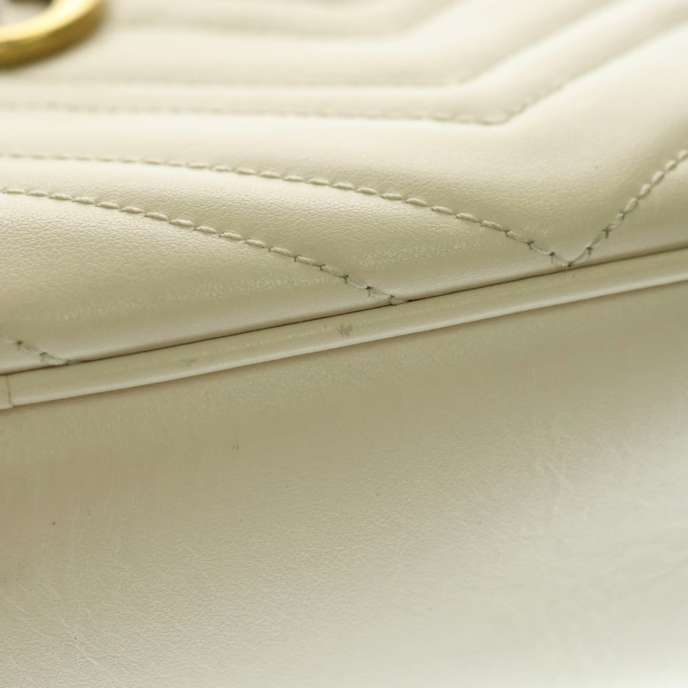 GUCCI(グッチ) GGマーモント ショルダーバッグ チェーンバッグ ミニバッグ ホワイト ゴールド金具 レザー 447632
