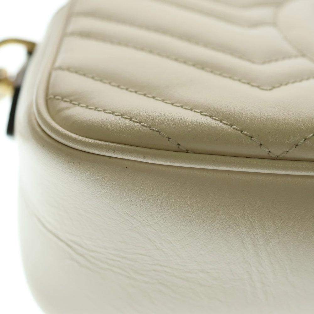 GUCCI(グッチ) GGマーモント ショルダーバッグ チェーンバッグ ミニバッグ ホワイト ゴールド金具 レザー 447632