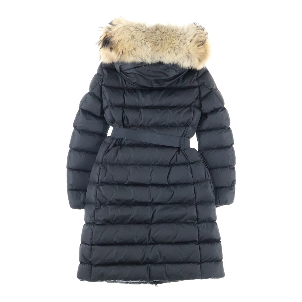 MONCLER(モンクレール) 21AW KHLOE クロエ ワッペンロゴ ファー フーデッド ジップアップ ダウン ロング ジャケット コート ブラック レディース G20931C51202 68065