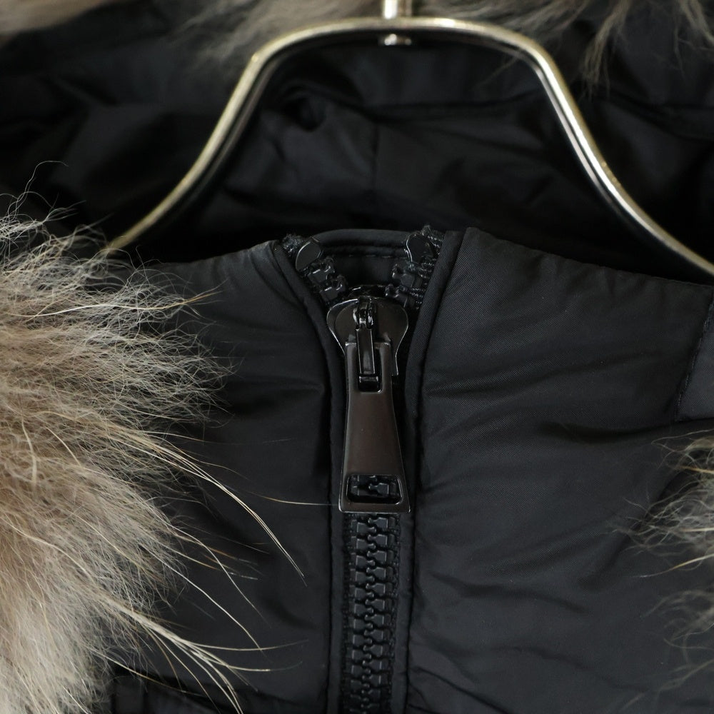 MONCLER(モンクレール) 21AW KHLOE クロエ ワッペンロゴ ファー フーデッド ジップアップ ダウン ロング ジャケット コート ブラック レディース G20931C51202 68065