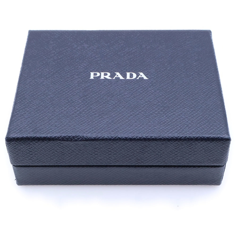 PRADA(プラダ) サフィアーノ ロゴ レザーコンパクトウォレット 二つ折り財布 ブラック/ゴールド GD金具 1ML018