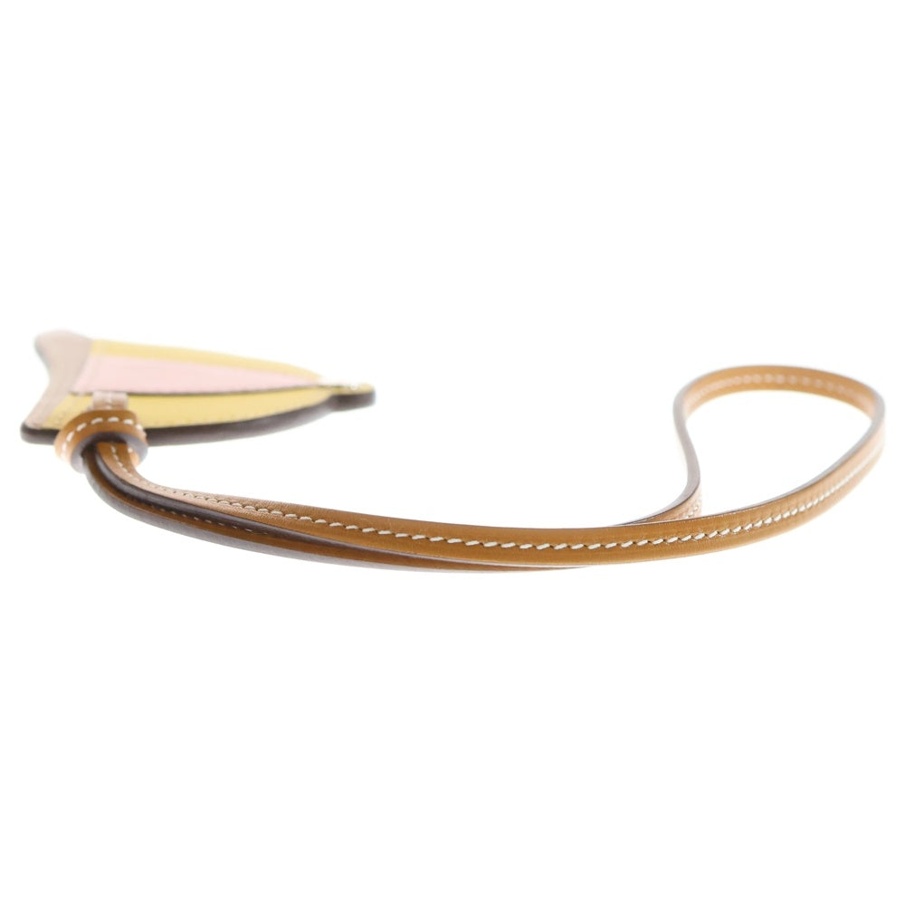 HERMES(エルメス) パドックボンベイ バッグチャーム ブラウン×イエロー×ピンク レザー