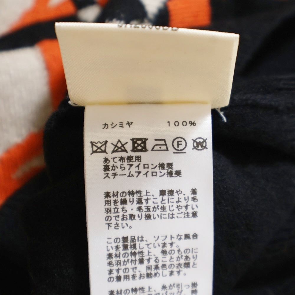 HERMES(エルメス) 23AW BRIDES de GARA ブリッド ドゥ ガラ 総柄ジャガード クルーネック ノースリーブ プルオーバー ニット セーター ブラック/オレンジ レディース 3H2608DD