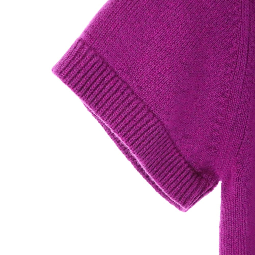 HERMES(エルメス) セリエ ロゴプレート カシミヤ クルーネック 半袖ニット セーター パープル レディース 3E2603D1