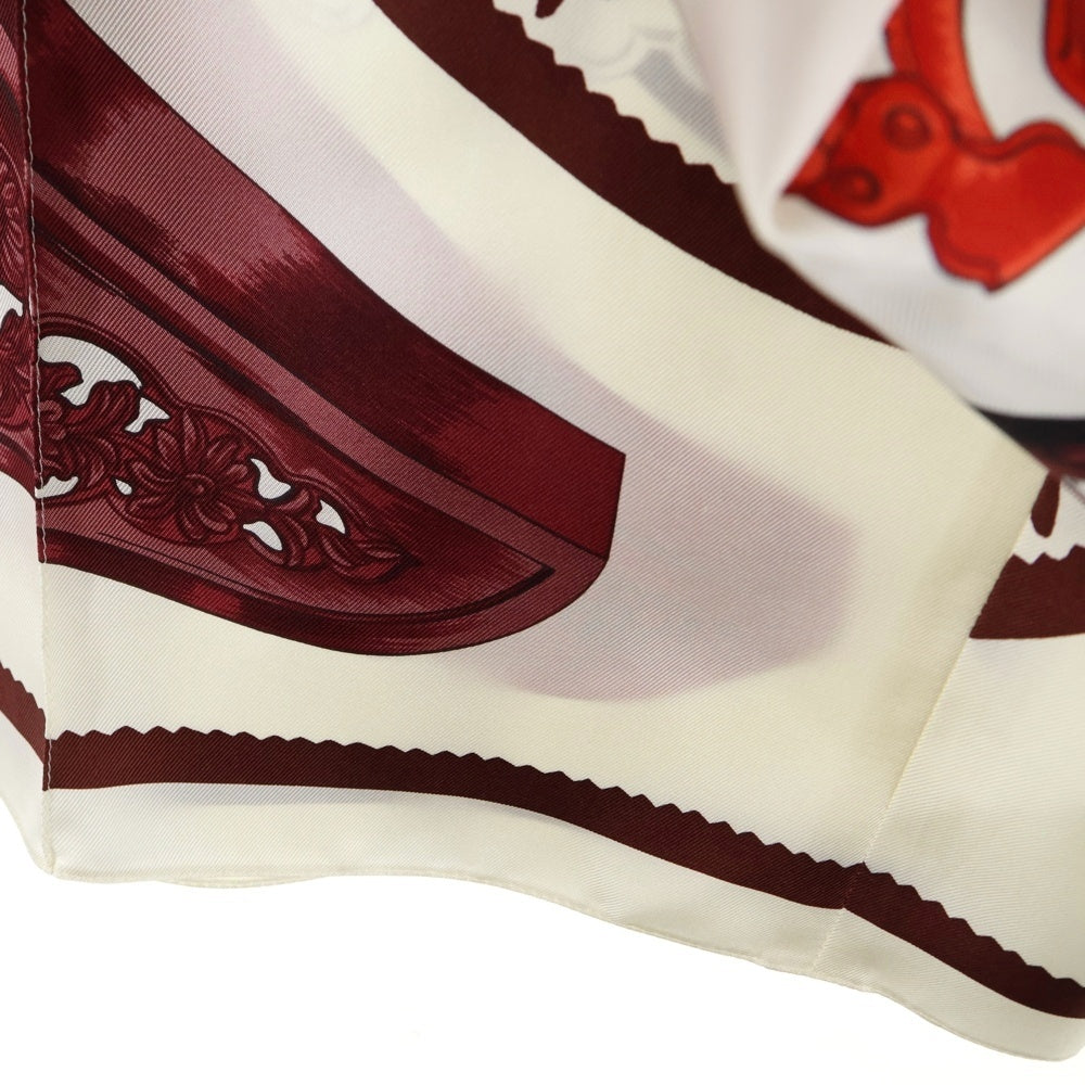 HERMES(エルメス) 24SS ツイルレーヌ 総柄プリント シルク スカーフ ワイドパンツ アイボリー/ブラウン レディース 4E0448DD