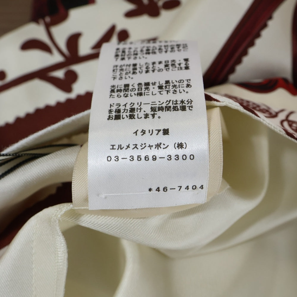 HERMES(エルメス) 24SS ツイルレーヌ 総柄プリント シルク スカーフ ワイドパンツ アイボリー/ブラウン レディース 4E0448DD