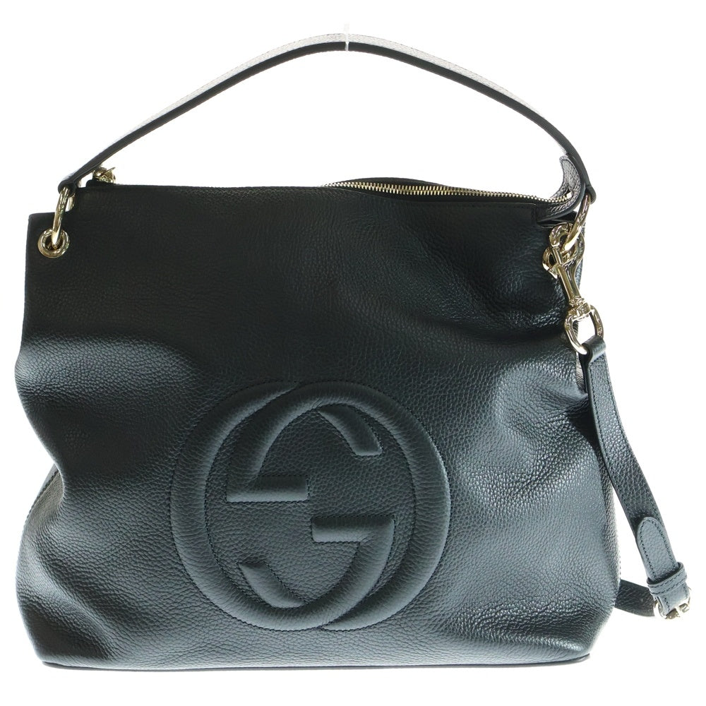 GUCCI(グッチ) ソーホー フリンジ チェーントートバッグ ハンドバッグ ブラック レザー ゴールド金具 536194