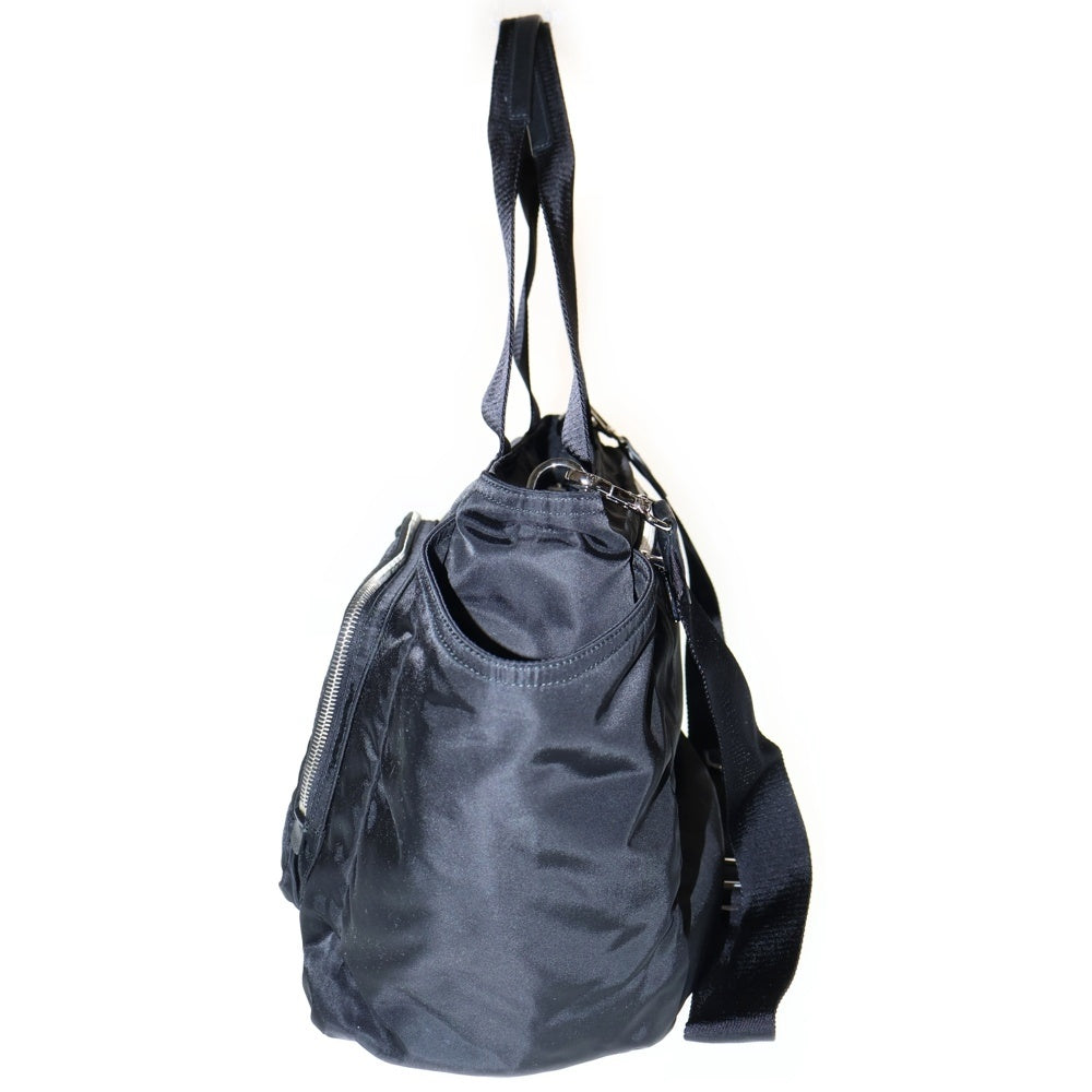 PRADA(プラダ) トライアングルロゴ マザーズバッグ ハンドバッグ ボストンバッグ シルバー金具 ナイロン ブラック 1BG102