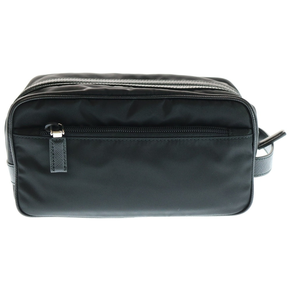 PRADA(プラダ) セカンドバッグ ポーチ ケース ブラック シルバー金具 テスート×レザー 2NA819