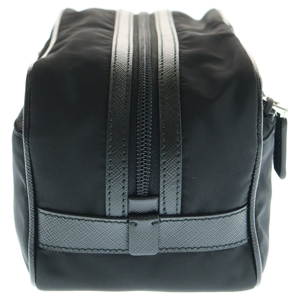 PRADA(プラダ) セカンドバッグ ポーチ ケース ブラック シルバー金具 テスート×レザー 2NA819