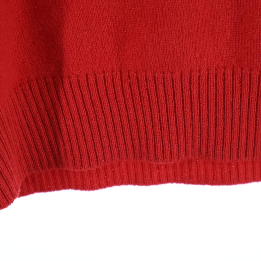 HERMES(エルメス) クローバー総柄ジャガード セリエボタン ハイネック カシミヤ プルオーバー 長袖ニット セーター レッド レディース