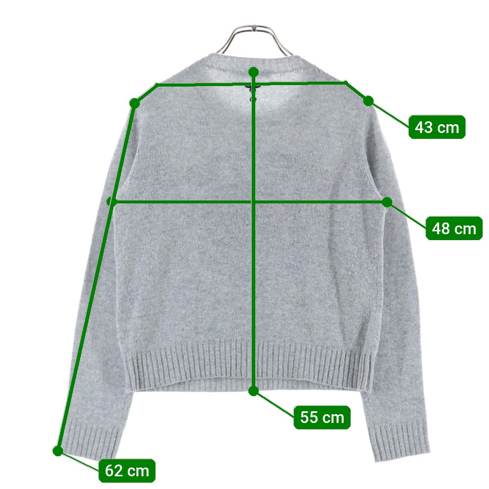 Christian Dior(クリスチャンディオール) 22AW ふたご座 星座柄 刺繍 鳥 カシミヤ クルーネック ロングスリーブ 長袖 ニット セーター グレー レディース 244S57GE061