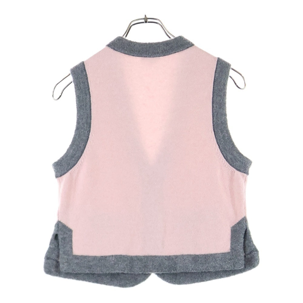 CHANEL(シャネル) ココマーク ラインストーン ボタン カシミヤ ノースリーブ ニット ベスト カーディガン ピンク/グレー レディース P71357K10217