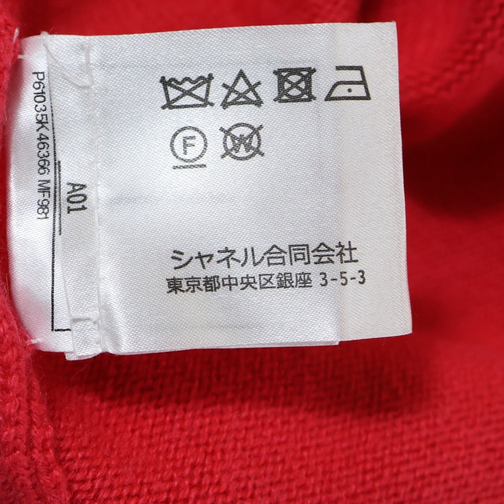 CHANEL(シャネル) ココマーク ナンバリング ジャガード Vネック カシミヤ プルオーバー 長袖 ニット セーター レッド/ピンク レディース P61035K46366