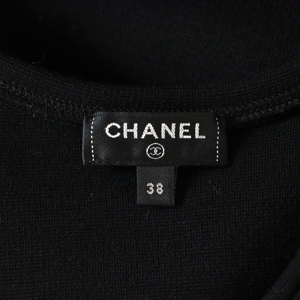 CHANEL(シャネル) ココマーク フリル ウール クルーネック ノースリーブ タンクトップ カットソー ブラウン レディース P64484V21533
