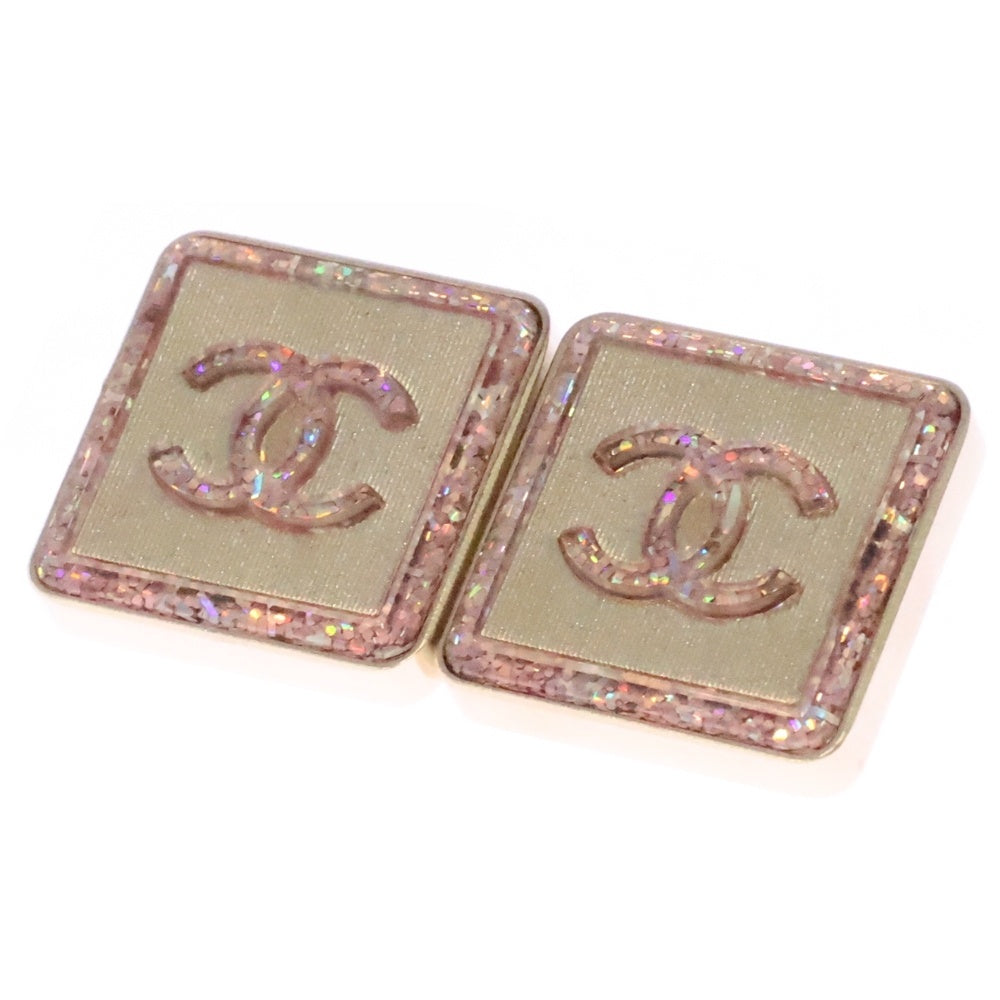 CHANEL(シャネル) A21K ココマーク スクエア グリッター ピアス ピンクゴールド GP