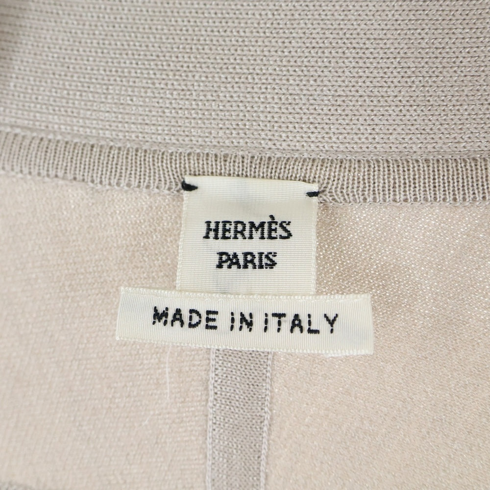 HERMES(エルメス) BRIDES de GALA ブリッド ドゥ ガラ 柄プリント シルク スカーフ 切り替え ニット 長袖 カーディガン ベージュ レディース