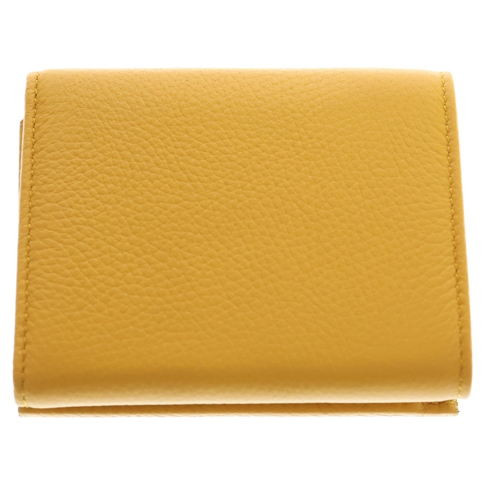 BVLGARI(ブルガリ) ブルガリ ブルガリ ロゴプレート レザー コンパクトウォレット 三つ折り財布 ゴールド金具 イエロー 293186