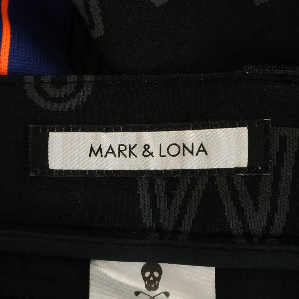 MARK&LONA(マークアンドロナ) スカル ロゴ 総柄ジャガード サイドライン スウェット トラックパンツ ブラック MLM-1A-AC11