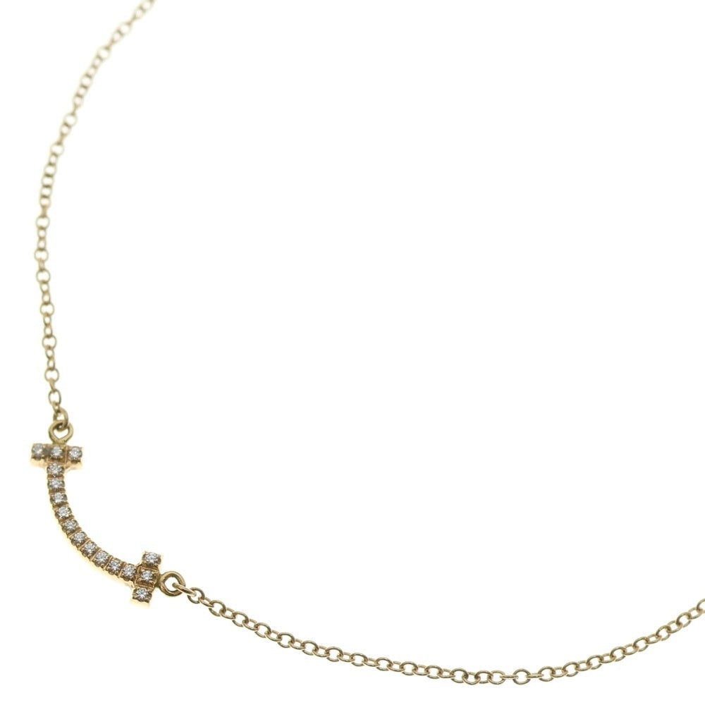 TIFFANY & Co.(ティファニー) Tスマイル ミニ ダイヤ ネックレス ペンダント チェーン ピンクゴールド Au750