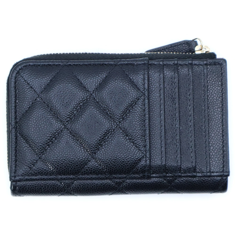 CHANEL(シャネル) マトラッセ フラグメントケース コインパース 小銭入れ ブラック キャビアスキン ゴールド金具 AP3179