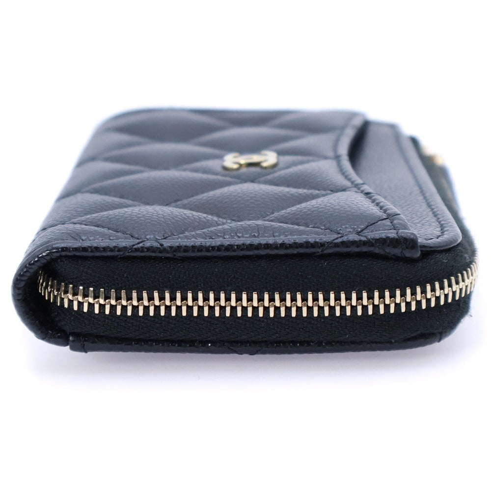 CHANEL(シャネル) マトラッセ フラグメントケース コインパース 小銭入れ ブラック キャビアスキン ゴールド金具 AP3179