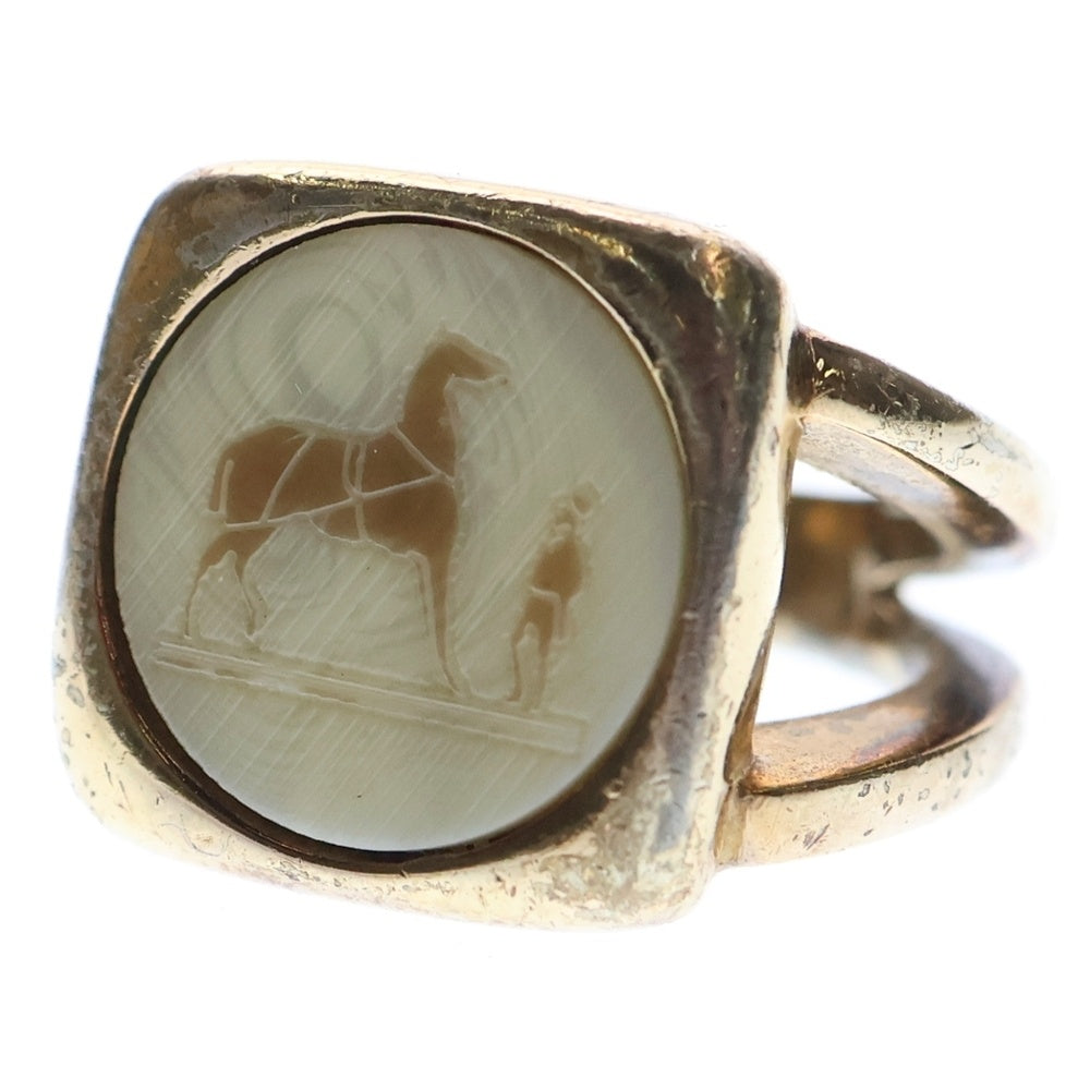 HERMES(エルメス) コロゾ リング 指輪 ゴールド×ブラウン×ホワイト GP