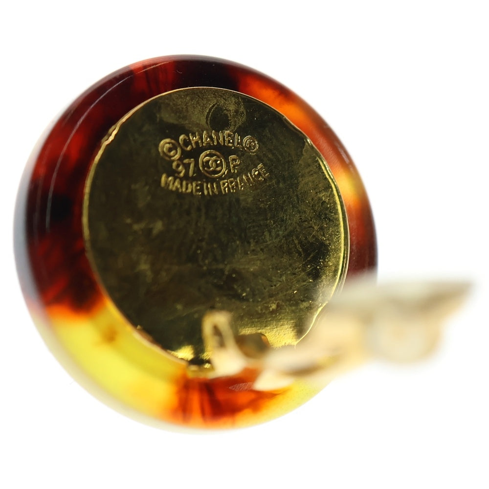 CHANEL(シャネル) ココマーク パールイヤリング ゴールド金具 ホワイト×ブラウン GP 97A