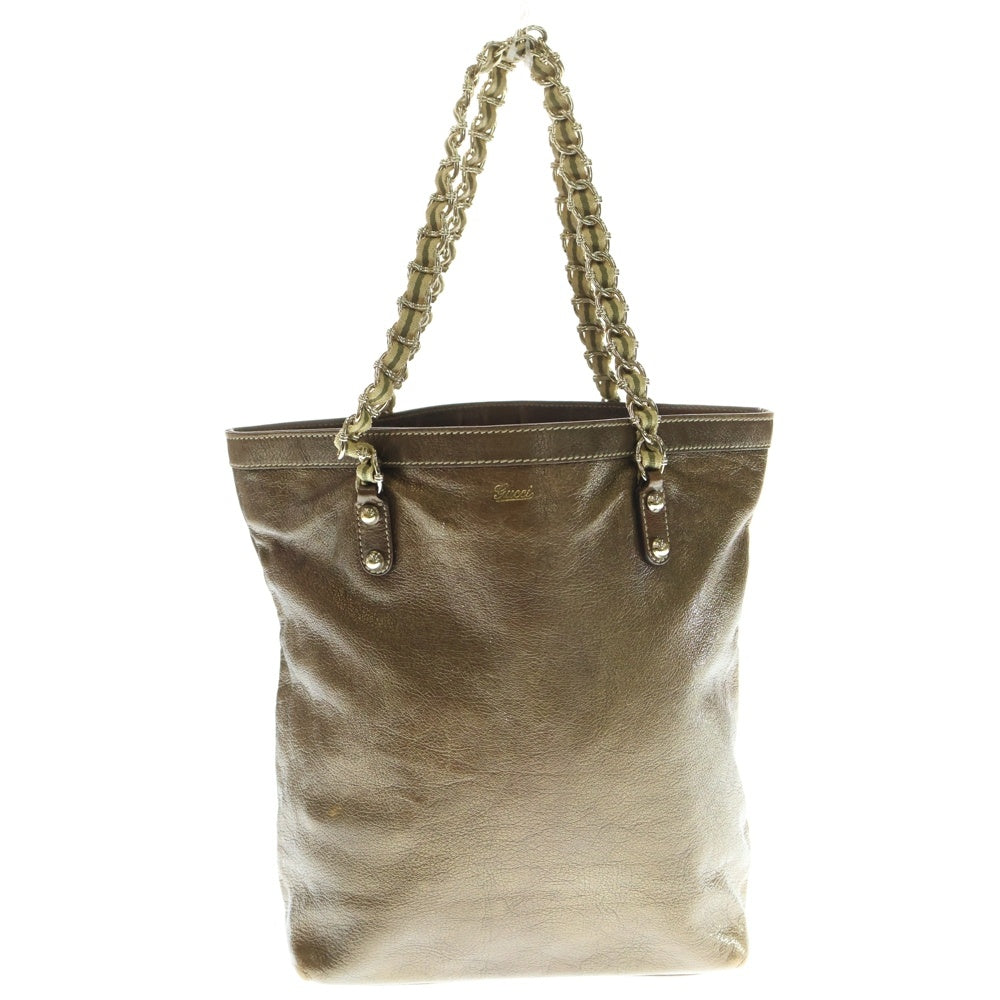 GUCCI(グッチ) ホースビット チェーントートバッグ ハンドバッグ ブラウン レザー 154980 ゴールド金具