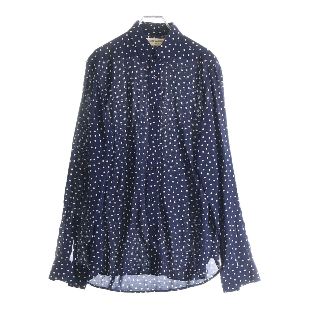 SAINT LAURENT PARIS(サンローランパリ) 16SS ポルカドット長袖シャツ ネイビー 376916