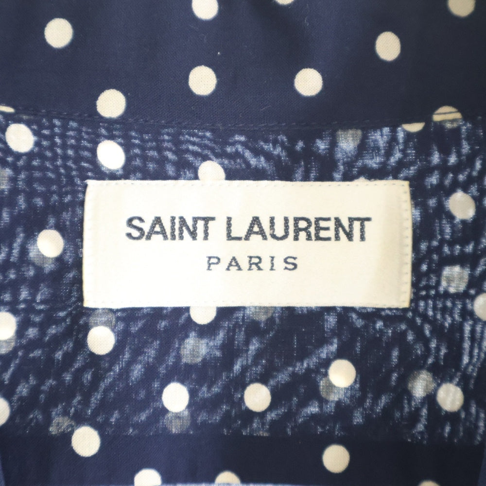 SAINT LAURENT PARIS(サンローランパリ) 16SS ポルカドット長袖シャツ ネイビー 376916