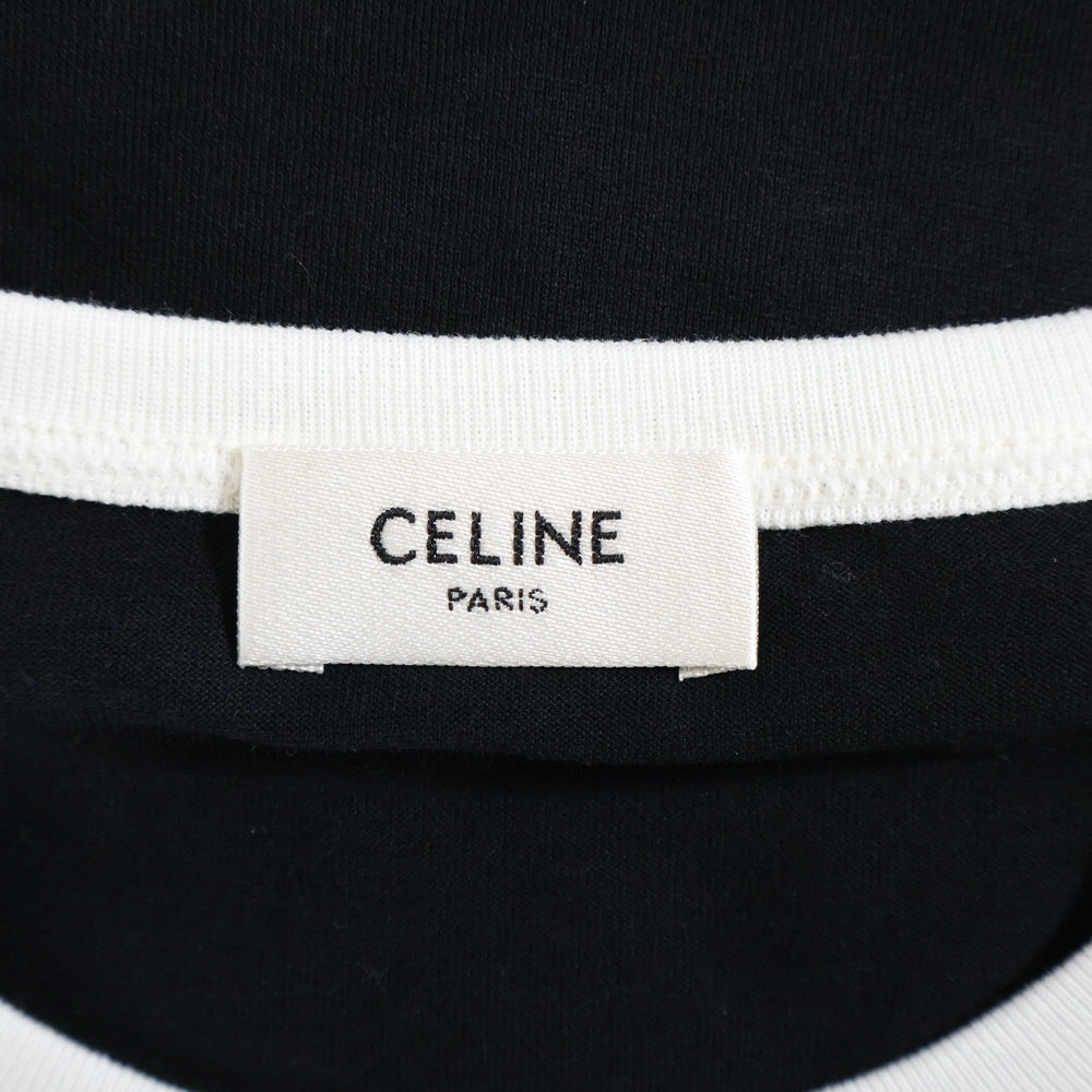 CELINE(セリーヌ) トリオンフ ロゴプリント コットンジャージー クルーネック 半袖Tシャツ カットソー ブラック 2X872671Q.38AW