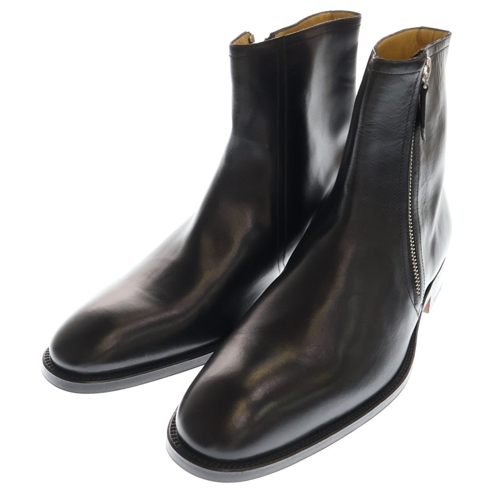HERMES(エルメス) レザー サイドジップ プレーントゥ ショートブーツ シューズ ブラック