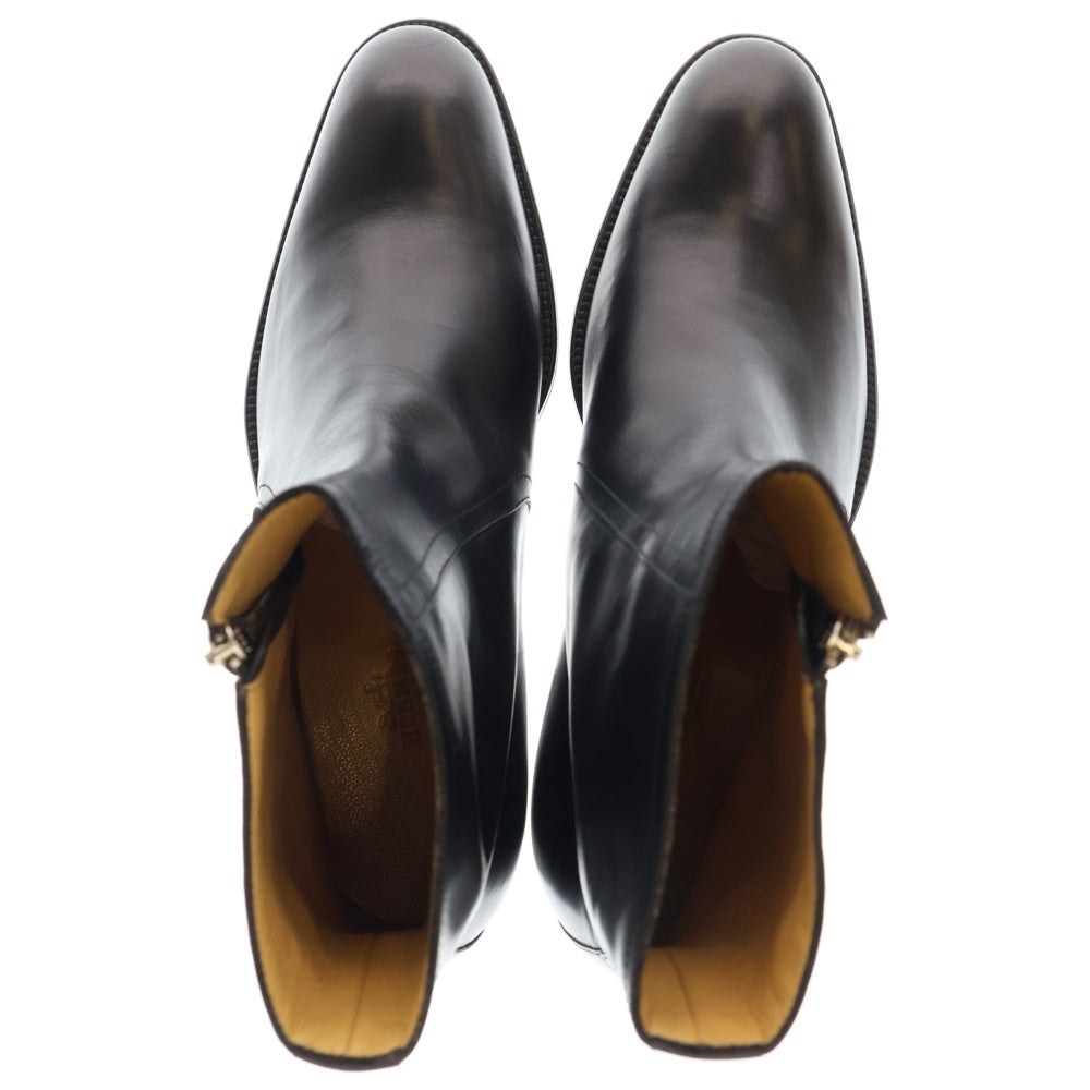 HERMES(エルメス) レザー サイドジップ プレーントゥ ショートブーツ シューズ ブラック