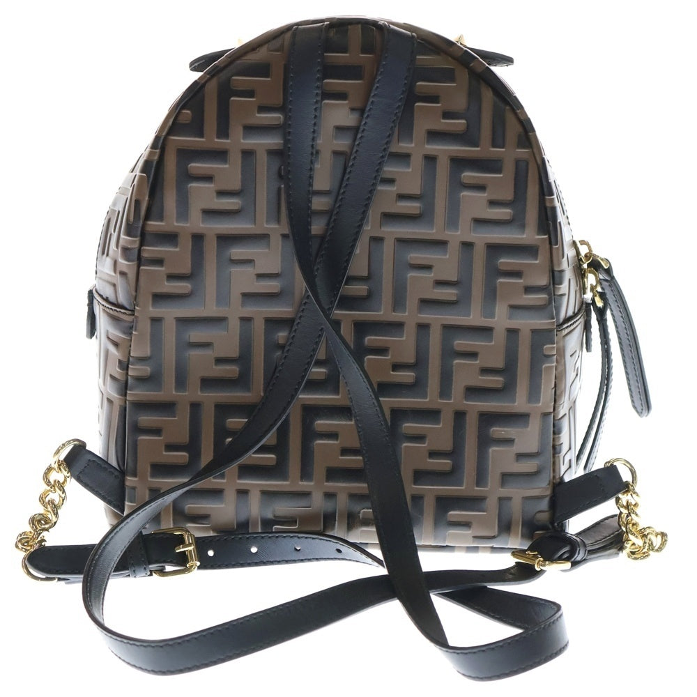 FENDI(フェンディ) ズッカ バックパック スモール リュック ブラウン レザー 8BZ038