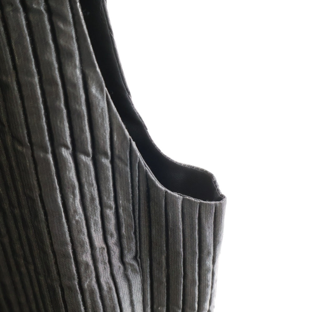 LOEWE(ロエベ) ファー切り替え シルク キルティング ロング ジレ ベスト ブラック レディース