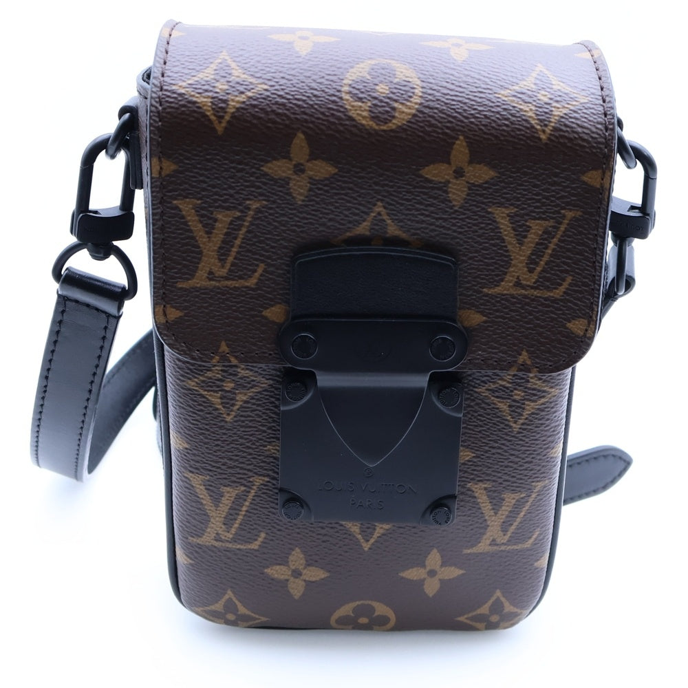 LOUIS VUITTON(ルイヴィトン) モノグラムマカサ Sロック ヴェルティカル・ウェアラブル ウォレット ショルダーバッグ ミニバッグ ブラウン PVC×レザー M81522 ブラック金具 レディース