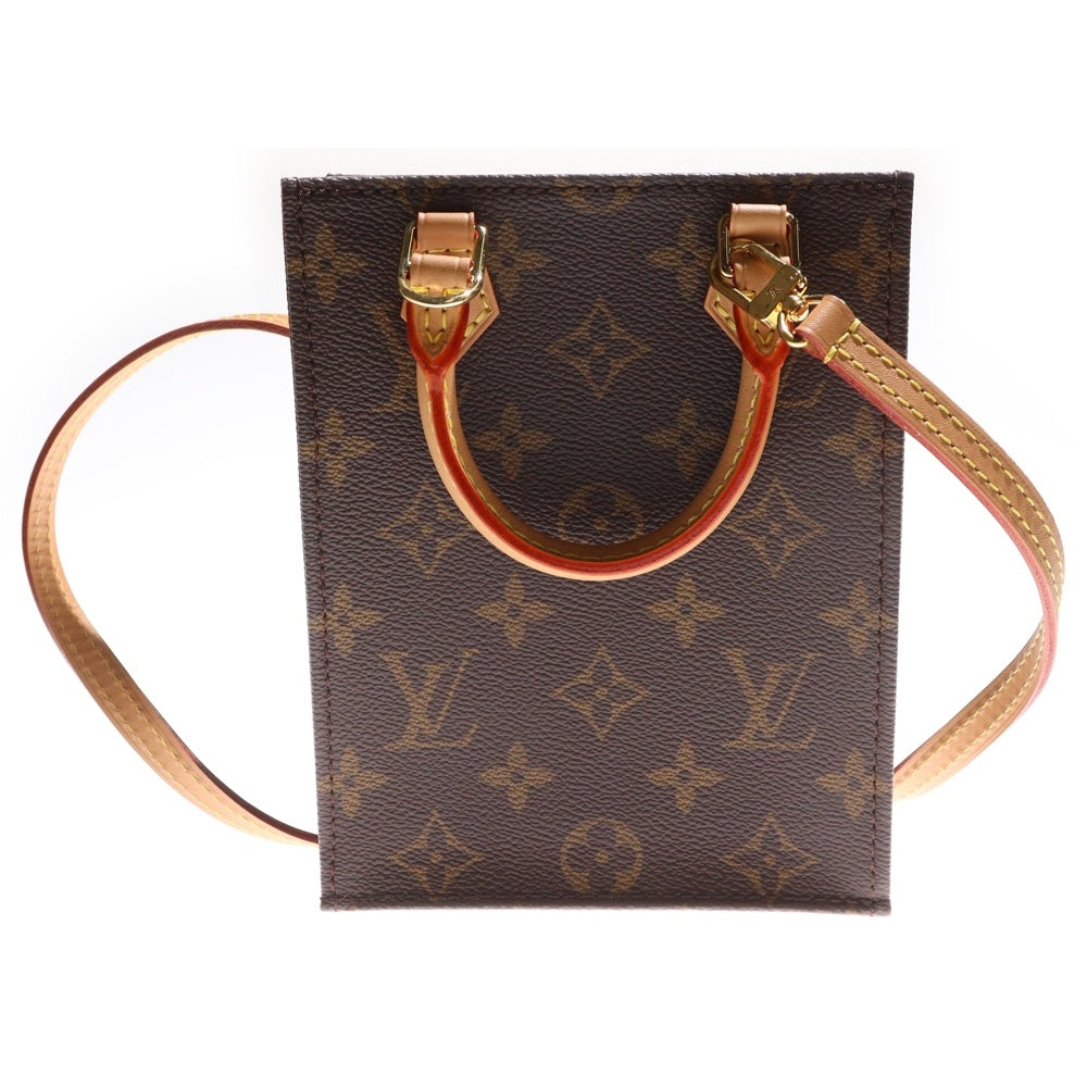 LOUIS VUITTON(ルイヴィトン) モノグラム プティットサックプラ 2WAY レザーハンドバッグ ショルダーバッグ ブラウン M81295